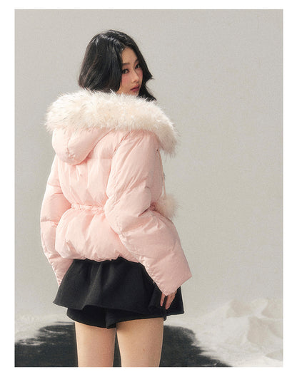 少也眼 "Snowfall on Her" White Duck Down Jacket – Soft Blush Edition