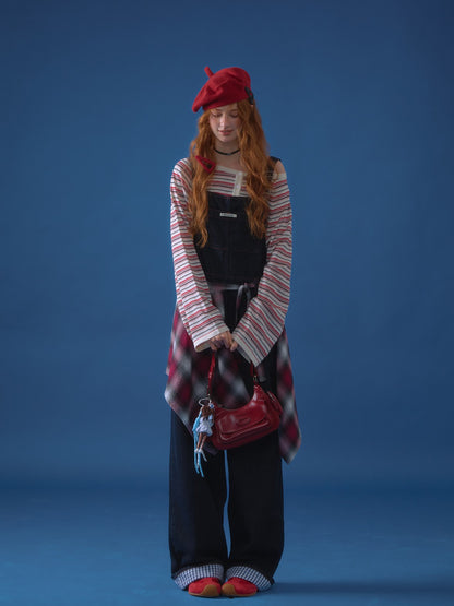 ASGONY - Vintage Wide-Leg Denim Overalls