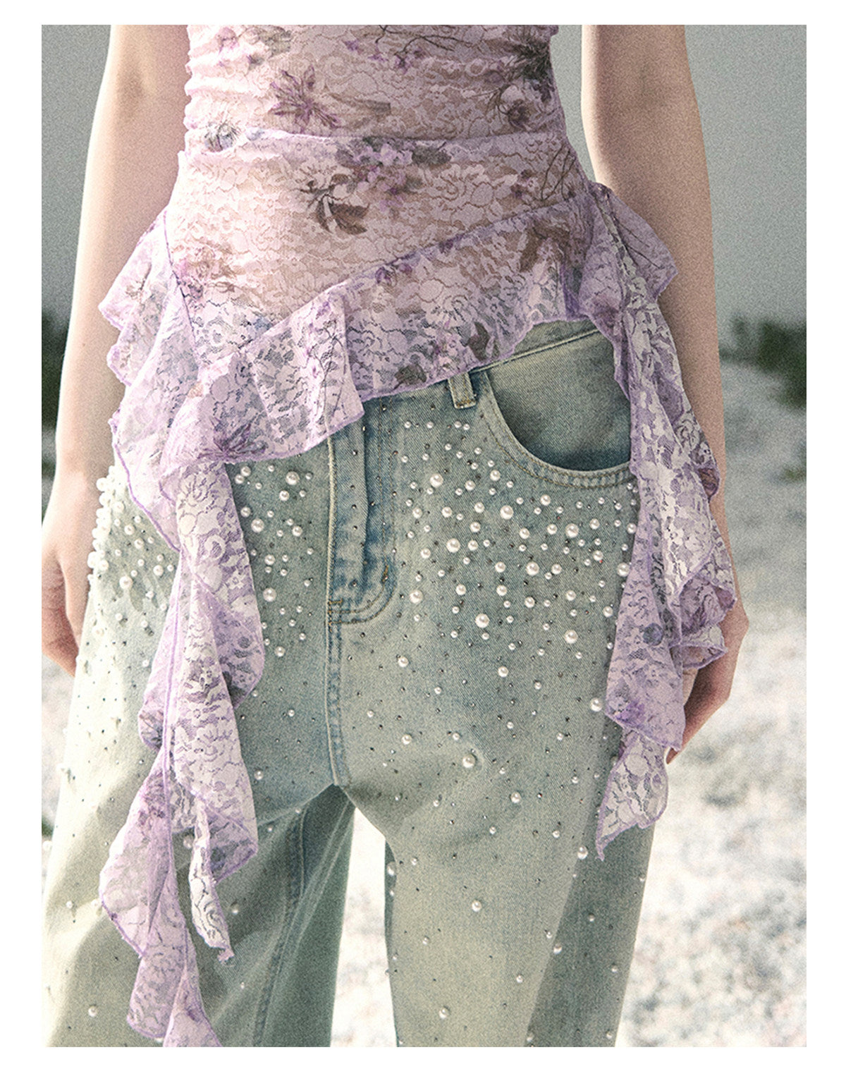 “Jacaranda Whisper” Orchid Purple Asymmetrical Halter Top