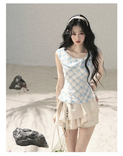 "Layered Petals in Motion" Dutch Cream Ruffle Skort 5324853