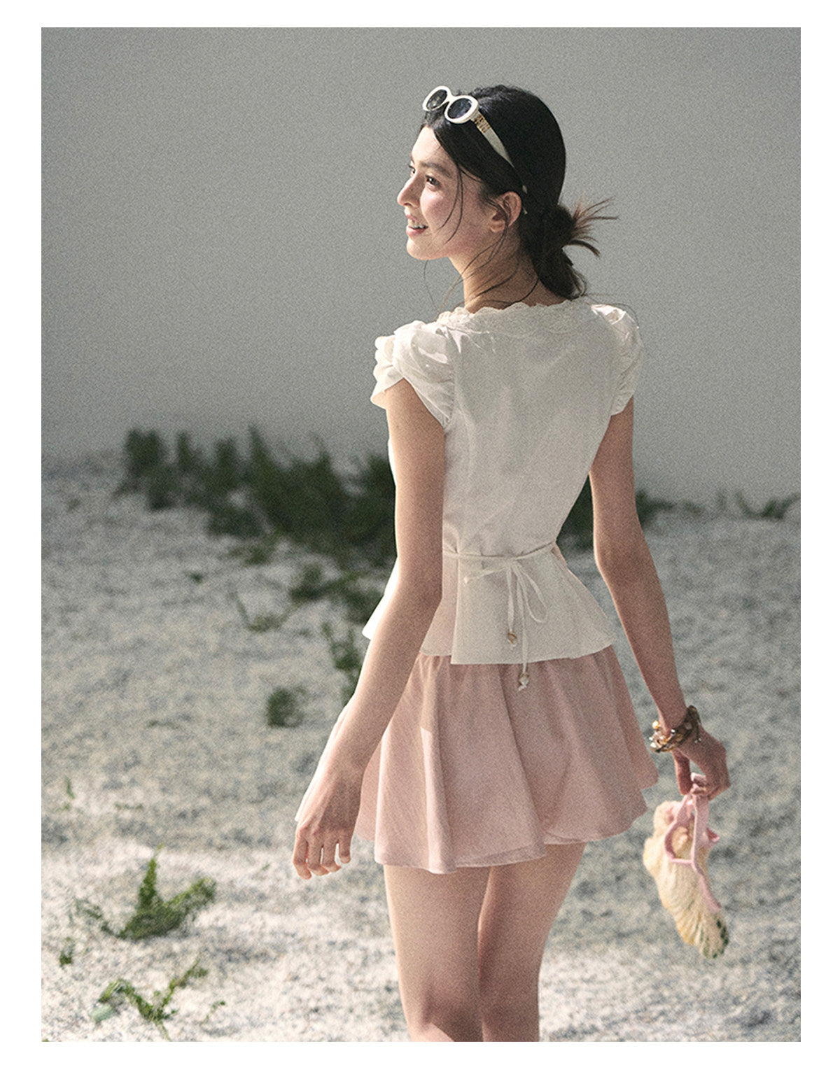 “Untouched Ivory” Pure White Lace Puff Sleeve Blouse