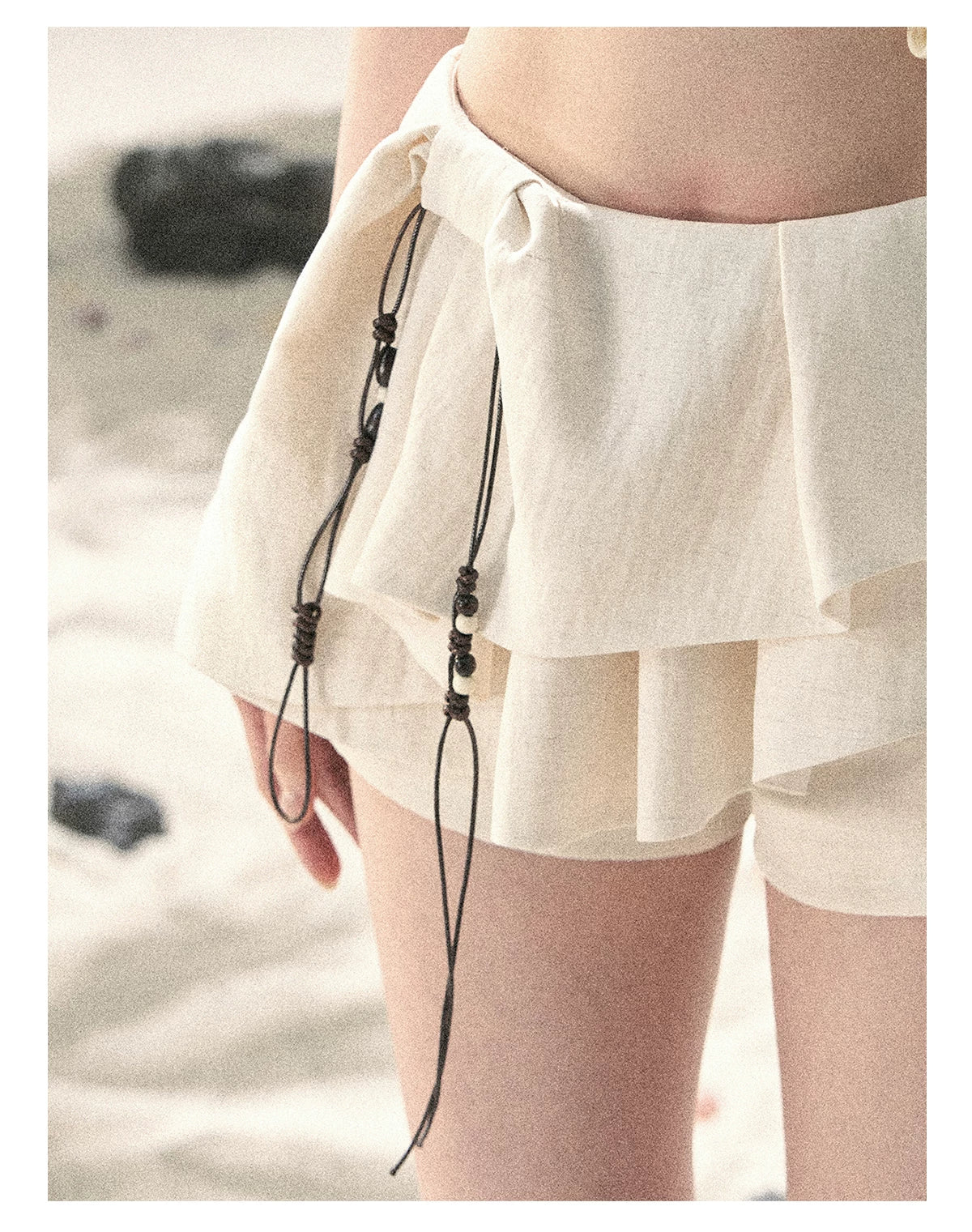 "Layered Petals in Motion" Dutch Cream Ruffle Skort 5324853