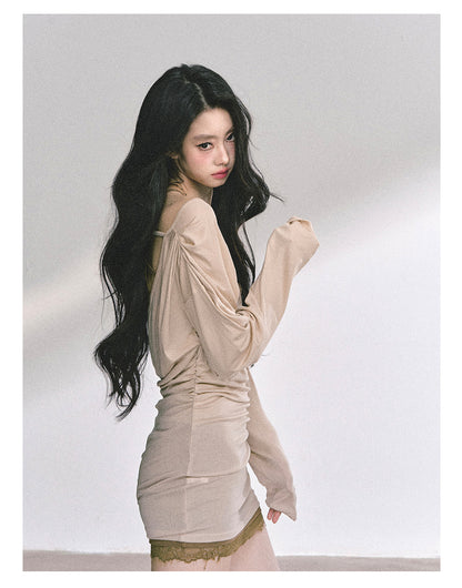少也眼 “Cinnamon Lace Reverie" Fitted Dress Set 56589377878