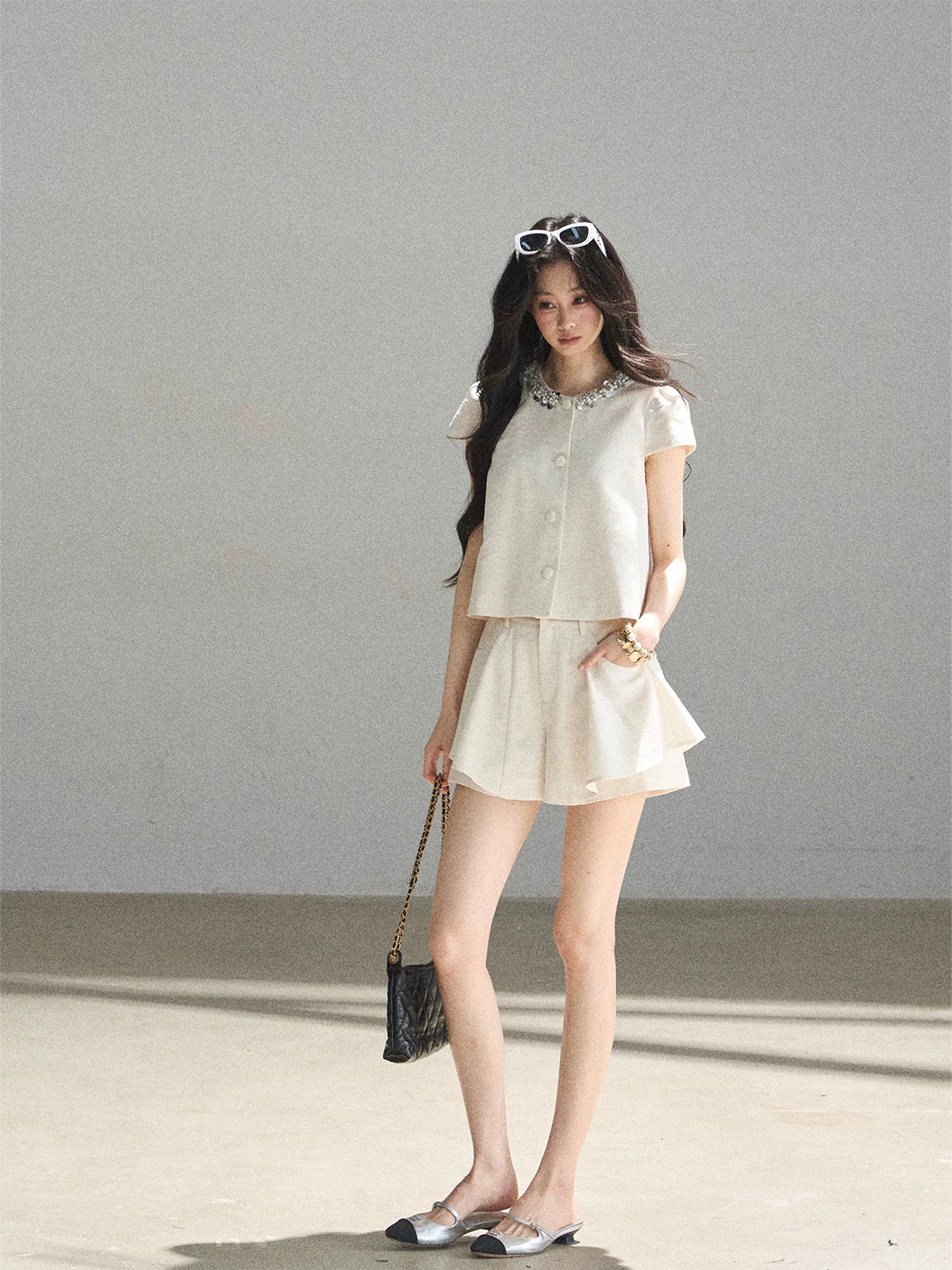 "Summer in the Sunlight" Dutch Cream Tweed Two-Piece Set