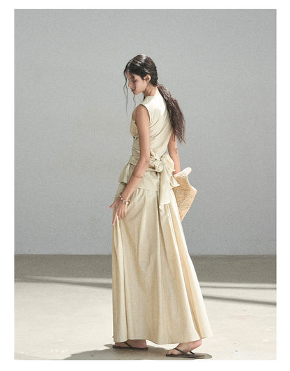 "The Last Falling Leaf" Milk Tea Lyocell Two-Piece Skirt Set