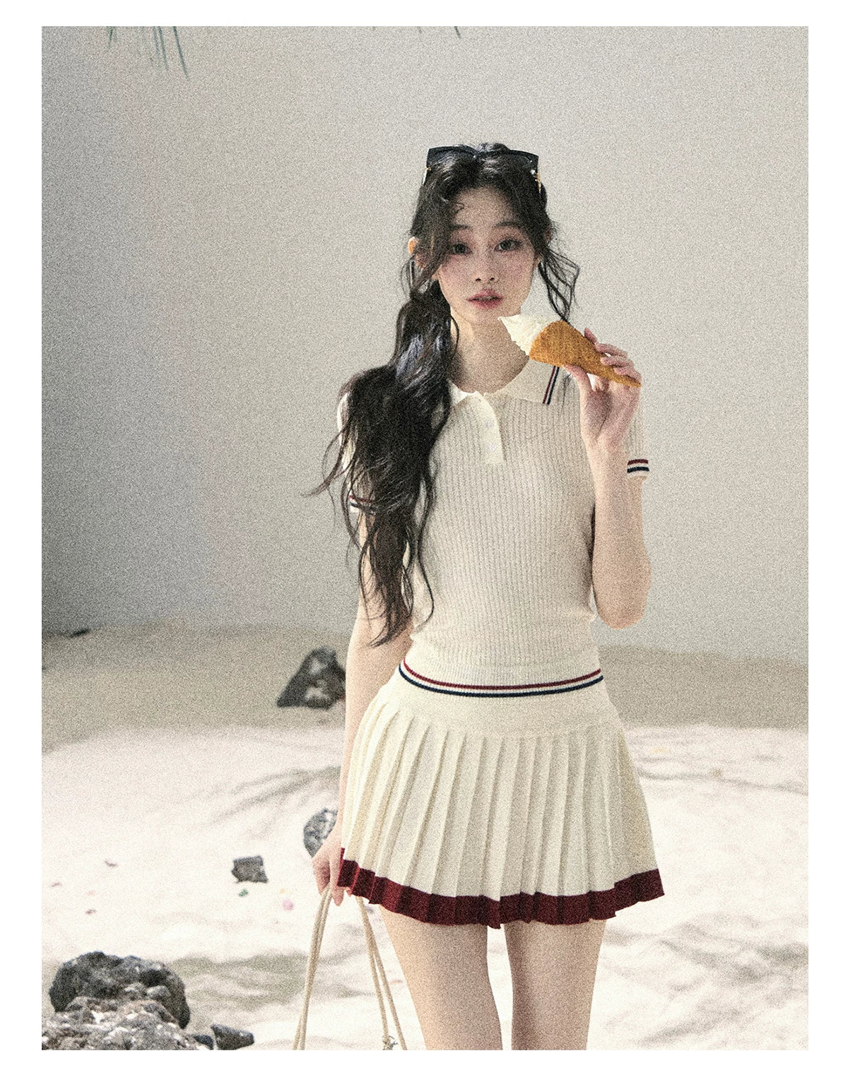 "The Softest Touch" Dutch Cream Collegiate Knit Top & Mini Skirt Set