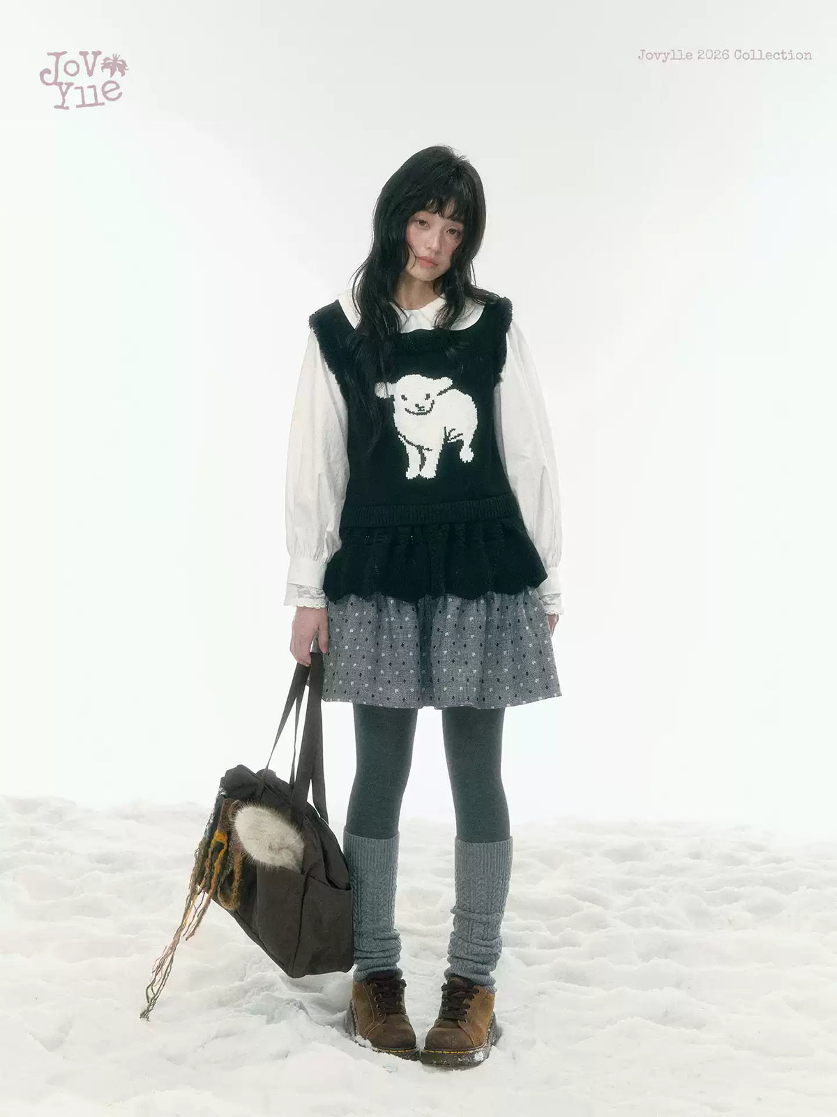 JOVYLLE - White Double-Layer Peter Pan Collar Statement Shirt
