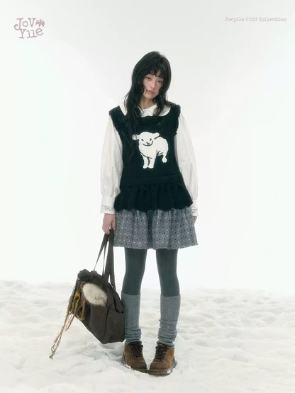 JOVYLLE - White Double-Layer Peter Pan Collar Statement Shirt