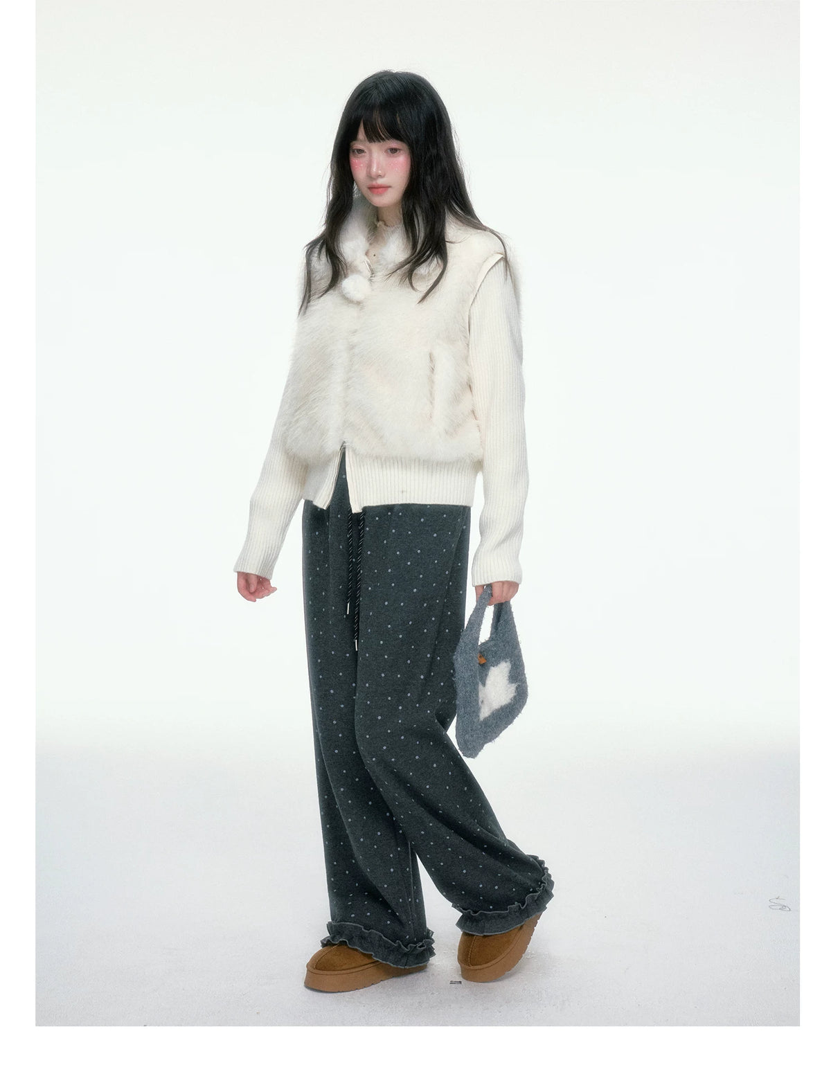 BIBIBENCY - Dark Gray Polka Dot Sweatpants