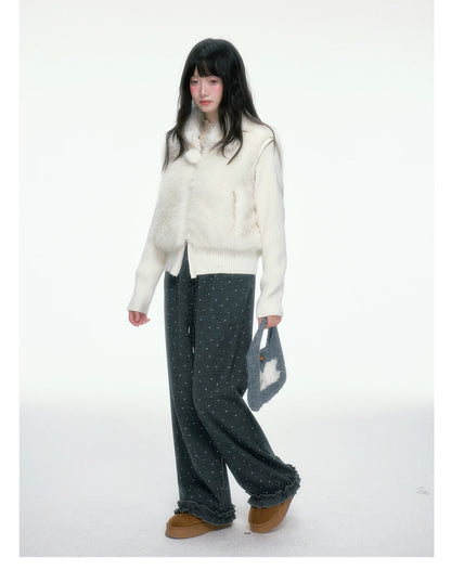 BIBIBENCY - Dark Gray Polka Dot Sweatpants