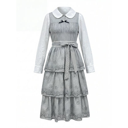 “Woodland Waltz Reverie” Grey Layered Cake Dress