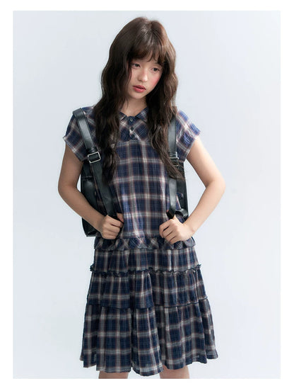 "Weekend Diary" Ruffle Tiered Polo Midi Dress