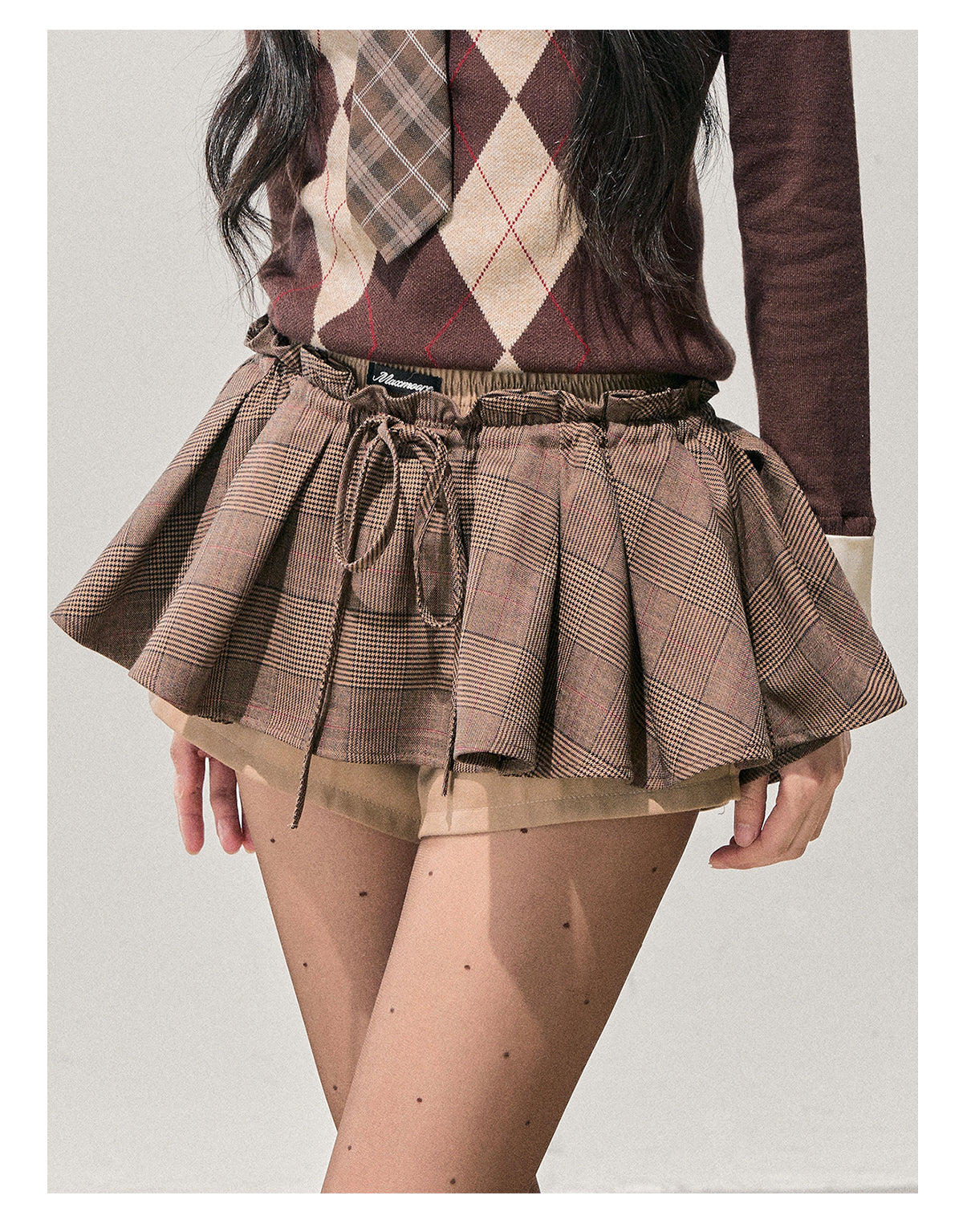 少也眼 “Annie's Waltz” Vintage Preppy A-Line Mini Skirt - Coffee Brown 1645635