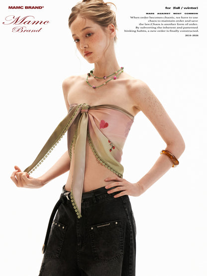 Pink Swirl Scarf-Hem Reversible Tube Top