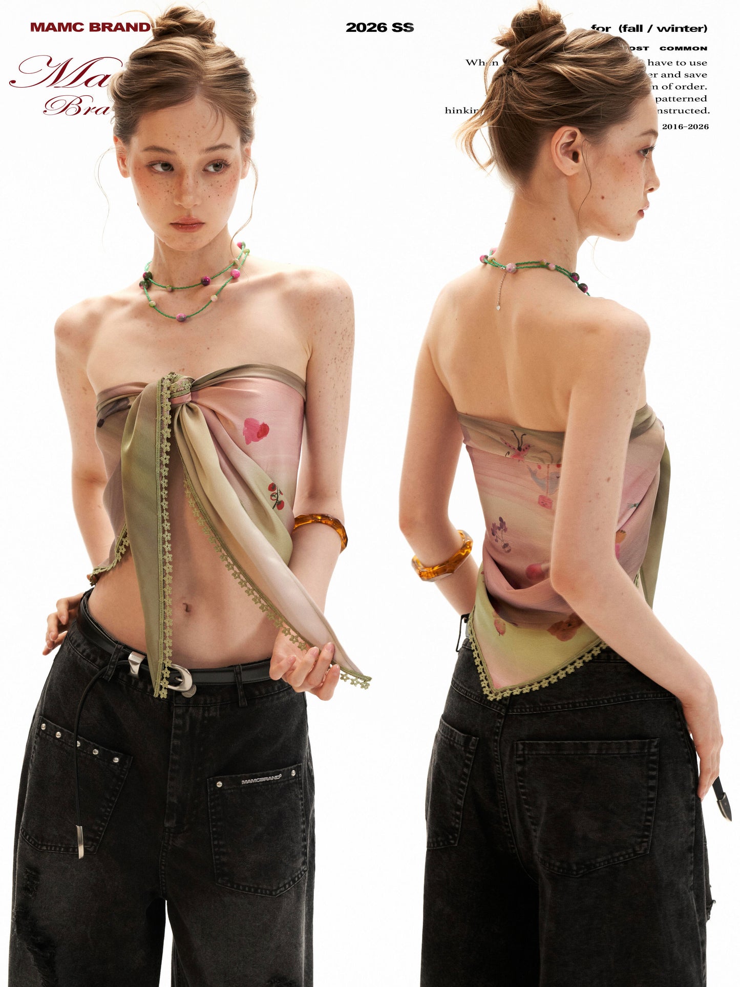 Pink Swirl Scarf-Hem Reversible Tube Top