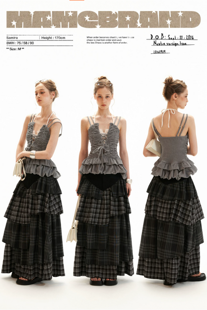 Ruched Ribbon Corset Cami Set WE995
