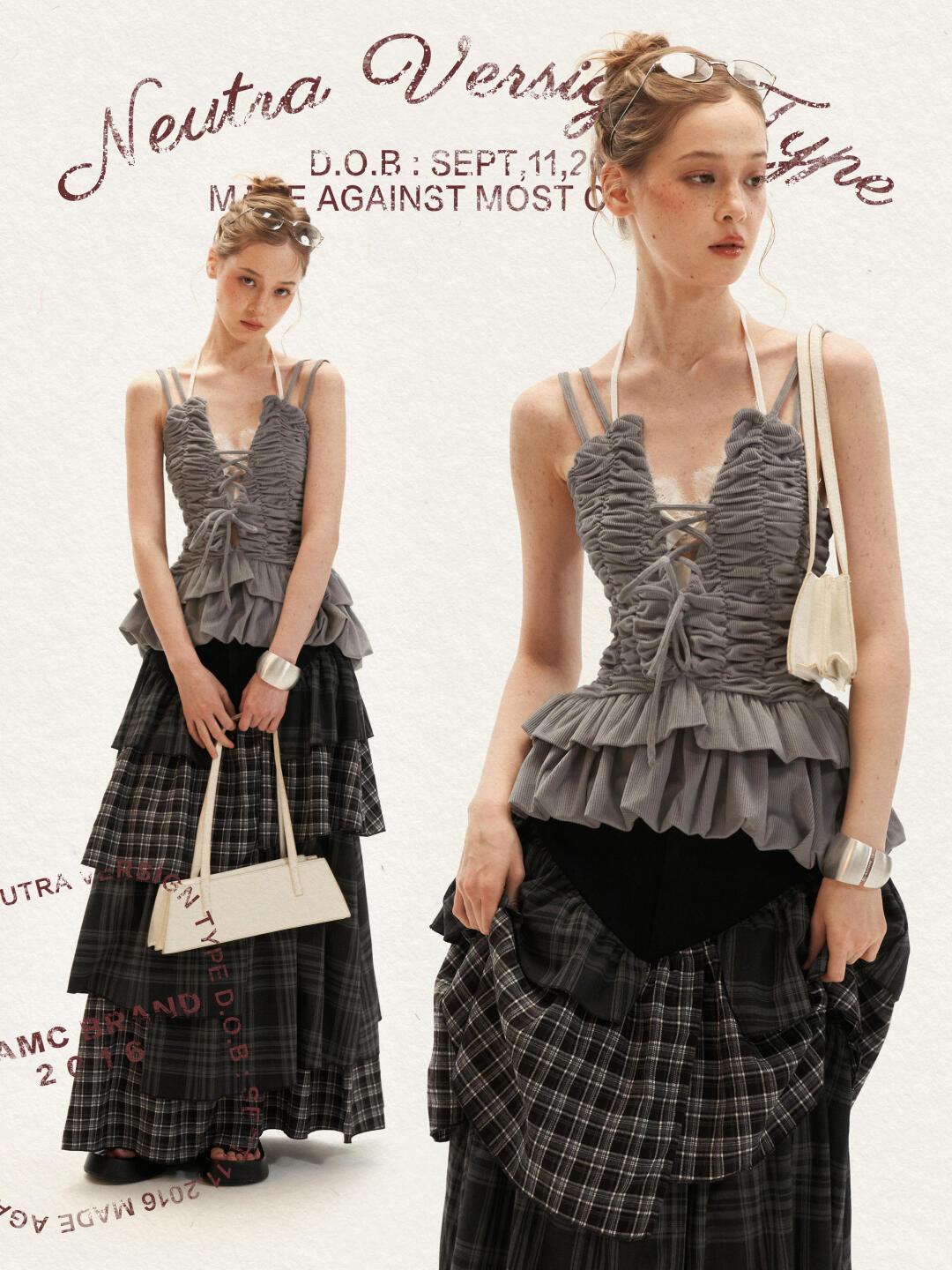 Ruched Ribbon Corset Cami Set WE995