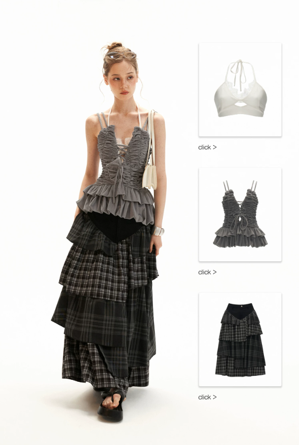 Ruched Ribbon Corset Cami Set WE995