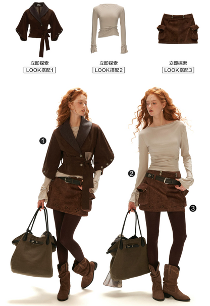 MAMC - Light Apricot Twisted Ruched Lyocell Long Sleeve Top