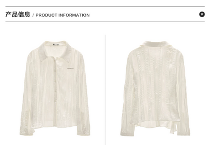 MAMC - White Textured Pleated Irregular-Collar Long Sleeve Shirt
