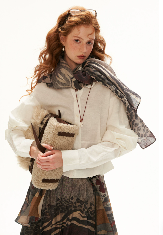 MAMC - White Linen Cotton Ruffle Hem Shirt with Layered Sleeves