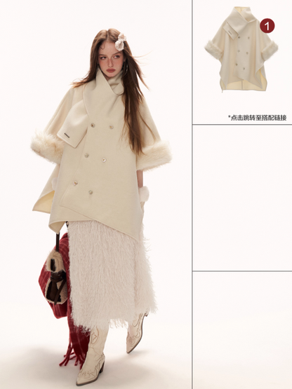MAMC - Beige 3D Feathered Midi Skirt WE851