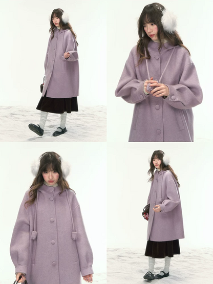 [CAN] “Soft Mist Tulip” Purple Long Hooded Wool Coat WW2025446