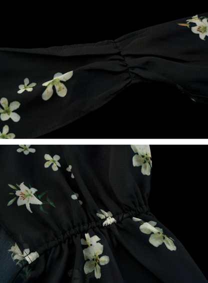 Black Vintage Floral Halter Cardigan Set