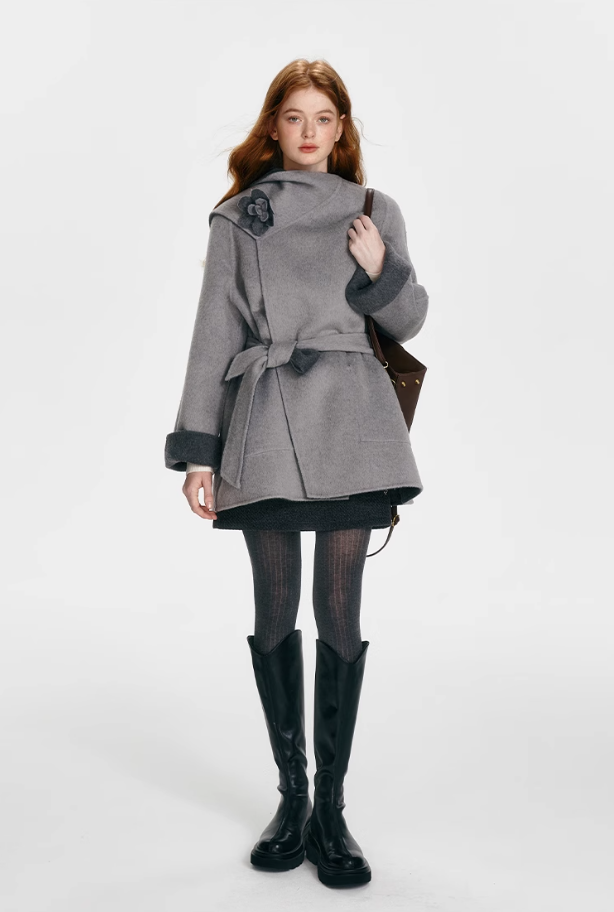 Grey Double-Sided Cap Coat