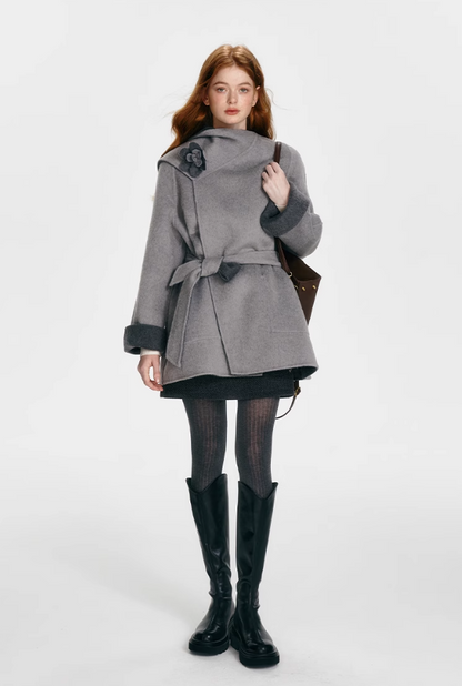 Grey Double-Sided Cap Coat