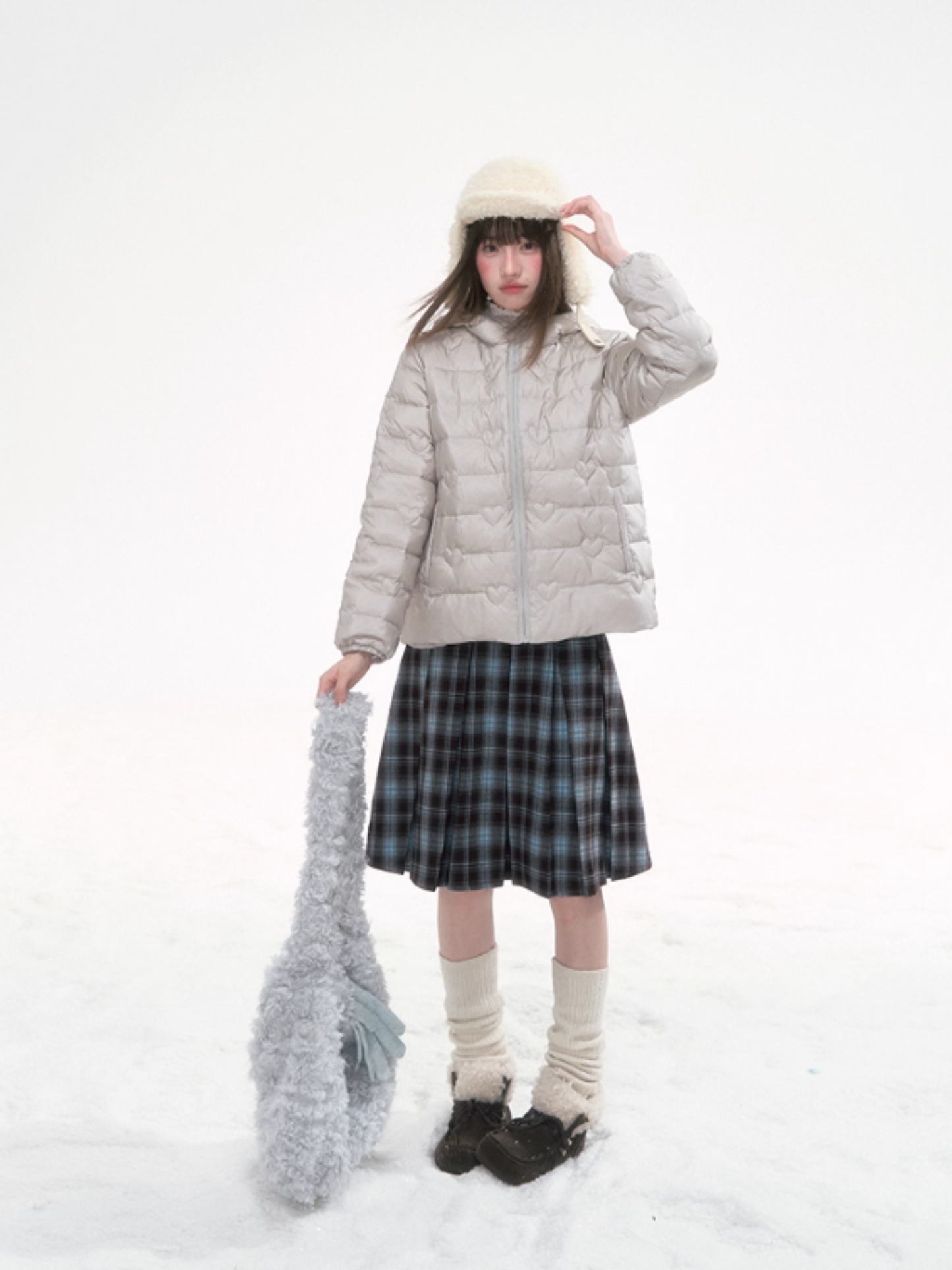 '棕蓝序曲' Blue-Brown Plaid Skirt