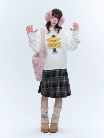 CREAMO2奶油氧气 - Sweet Pudding Puppy Ivory Knit Sweater