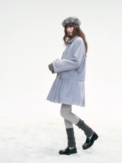 "Snowlit Starry Night" Blue Wool Coat SJ2025332