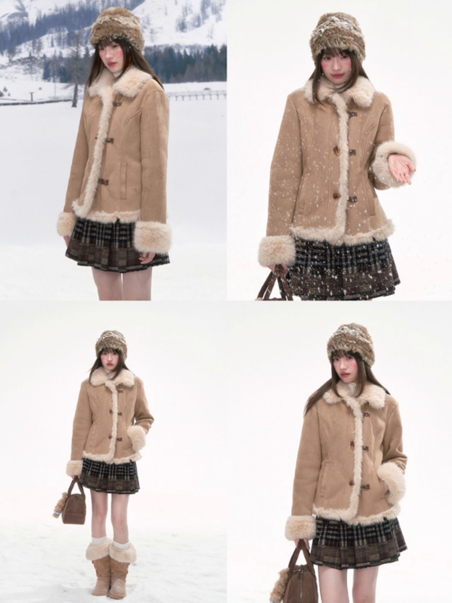 “Pinecone & Snow” Retro Faux Shearling Short Jacket PP2025255