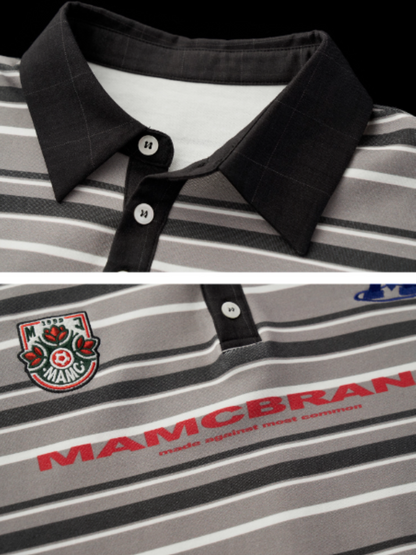MAMC - Retro Striped Patchwork Polo Shirt WE810