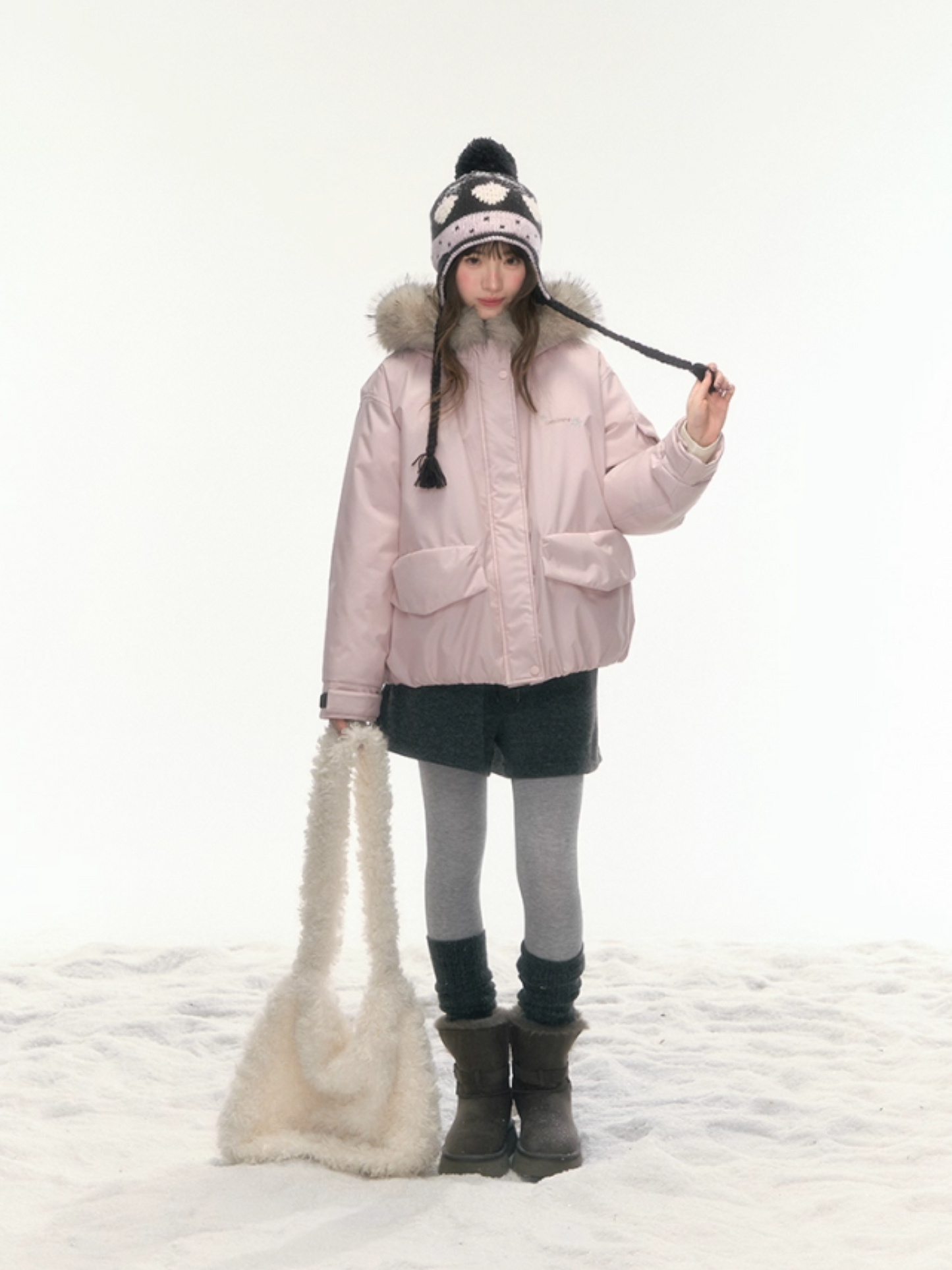 "Cloud Drift Guide" Cream Red Puff-Parka Down Coat LL2025441
