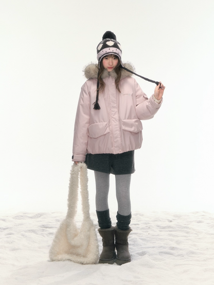 "Cloud Drift Guide" Cream Red Puff-Parka Down Coat LL2025441