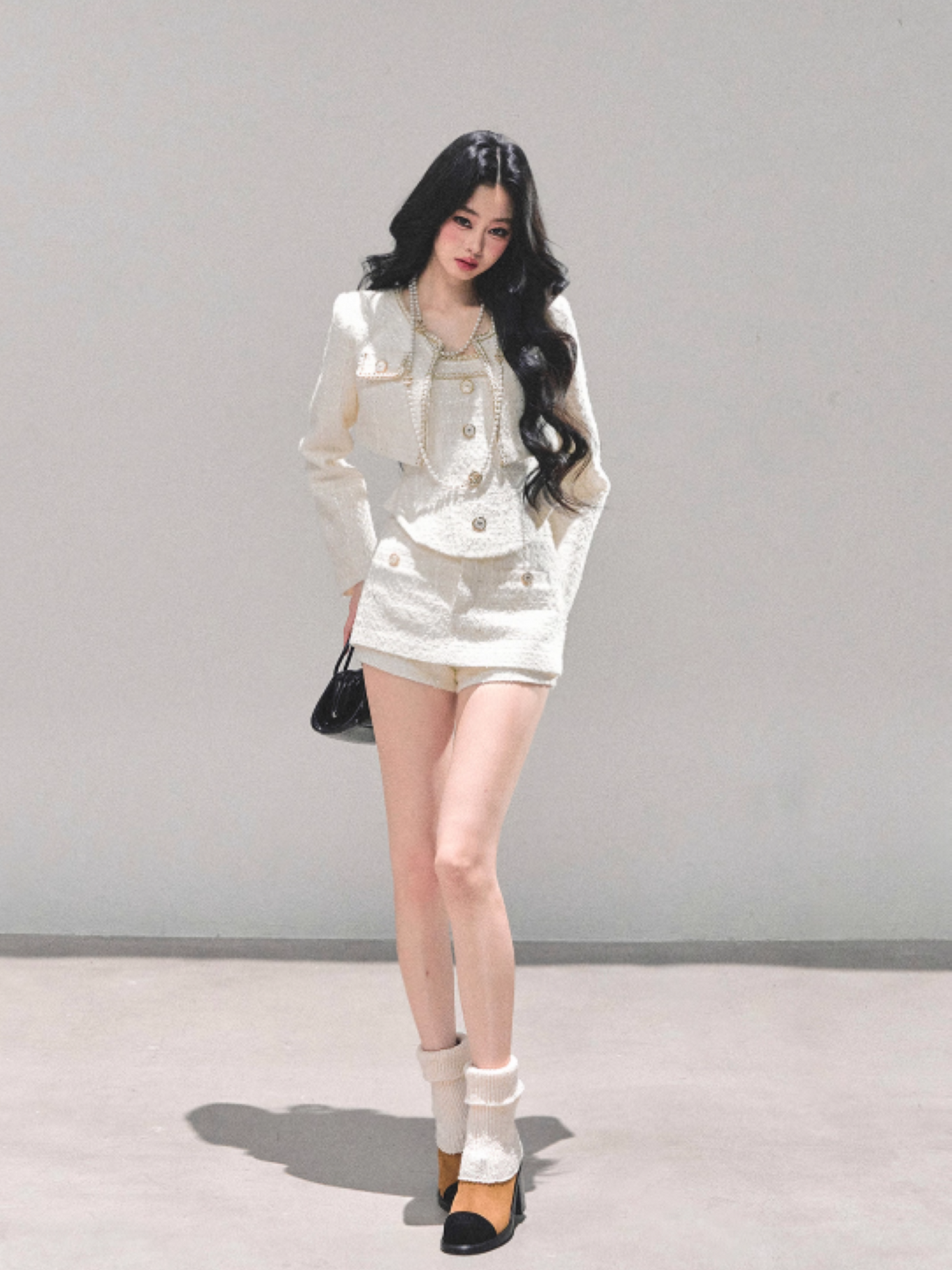月亮落下之前 “Whispers of Cream” Tweed-Inspired 3-Piece Set