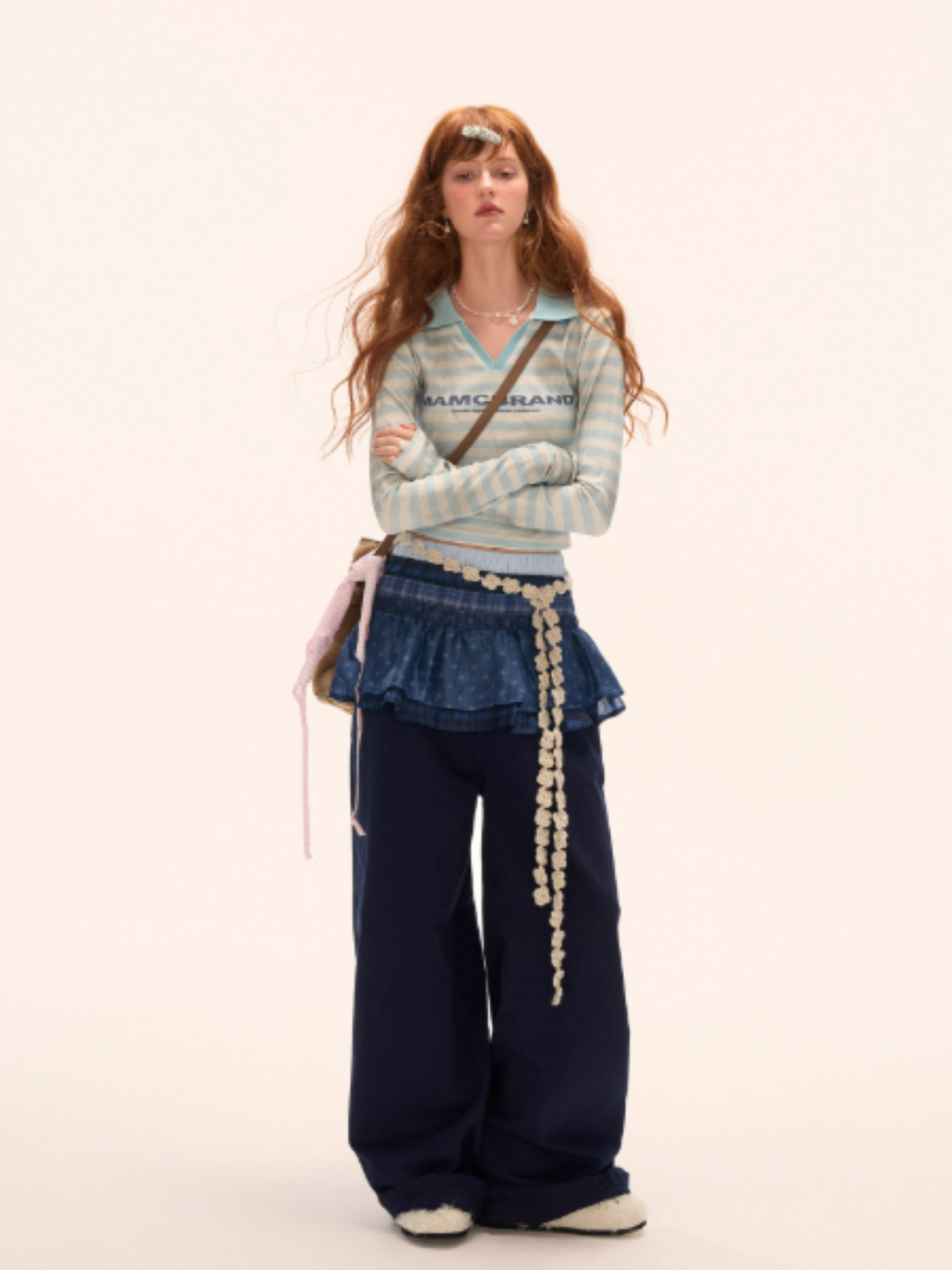 MAMC - Vintage Striped Long Sleeve Polo T-Shirt (Blue Stripes)