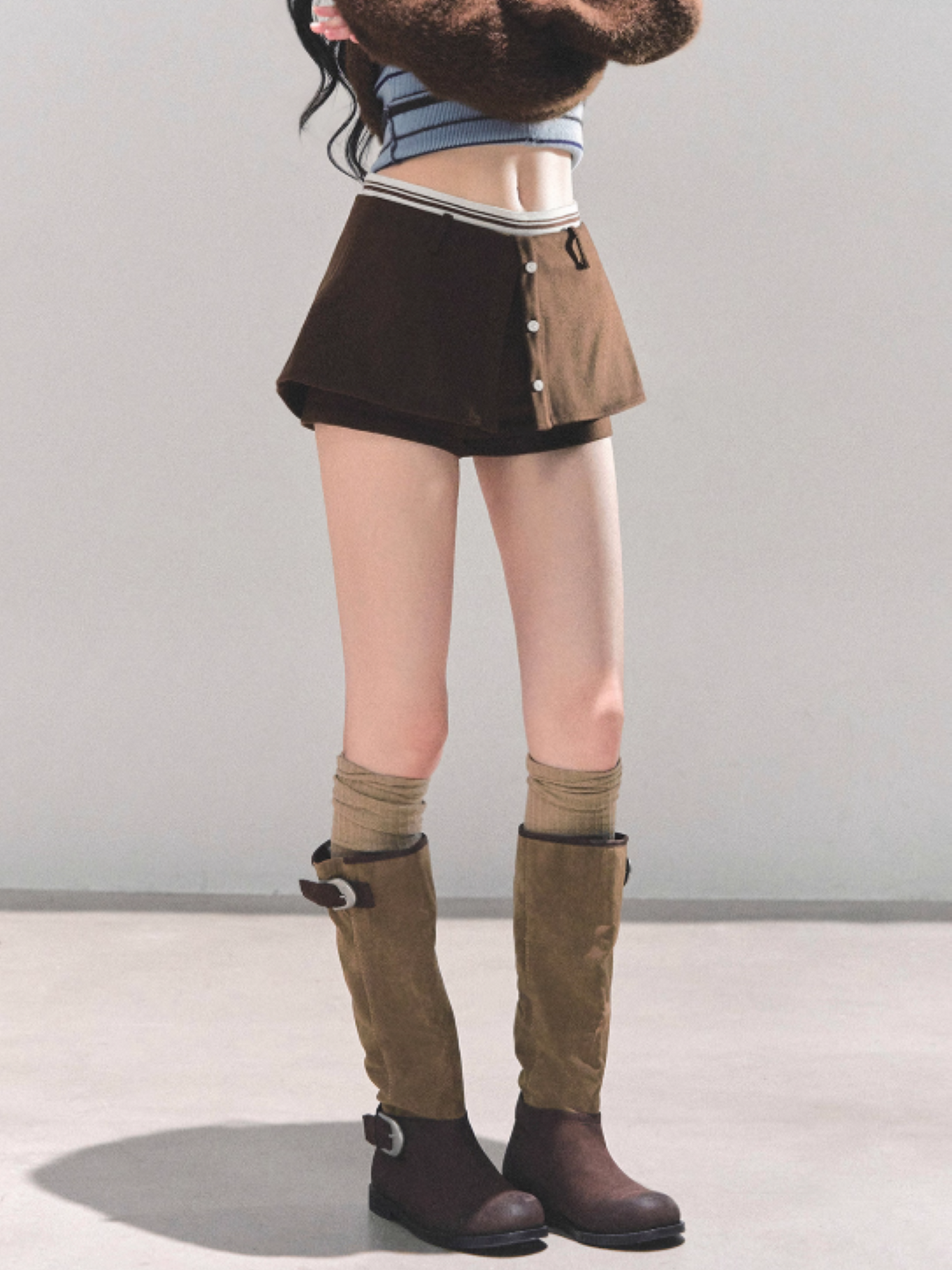 韩女 “Soft Frame” A-Line Skort - COFFEE BROWN