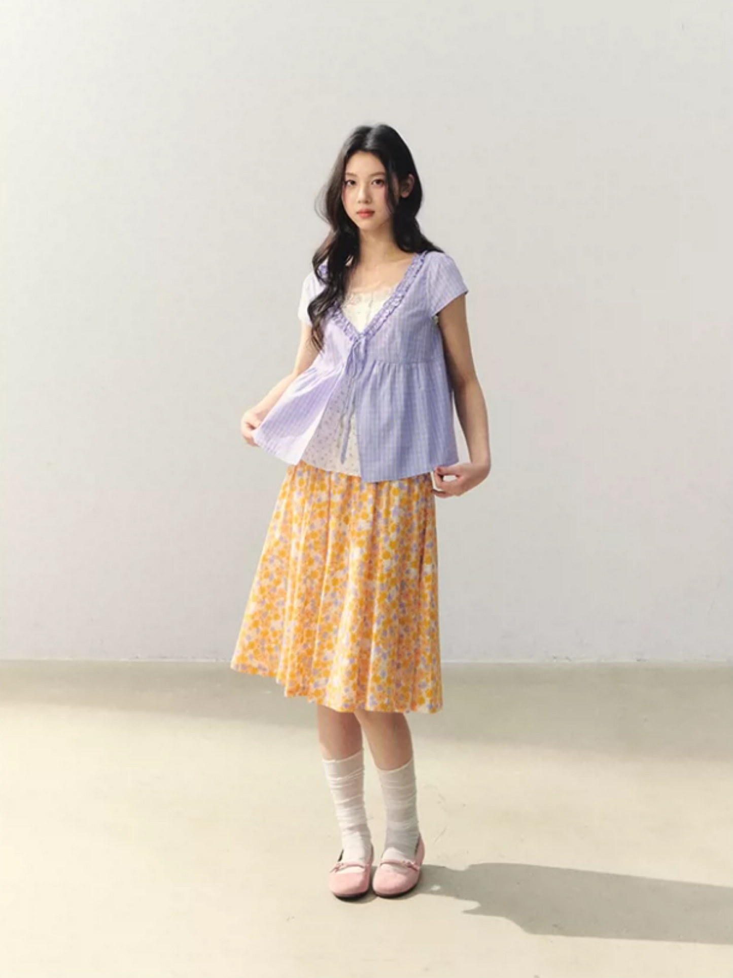"Purple Haze Citrus" Lavender Plaid Blouse LL2026038
