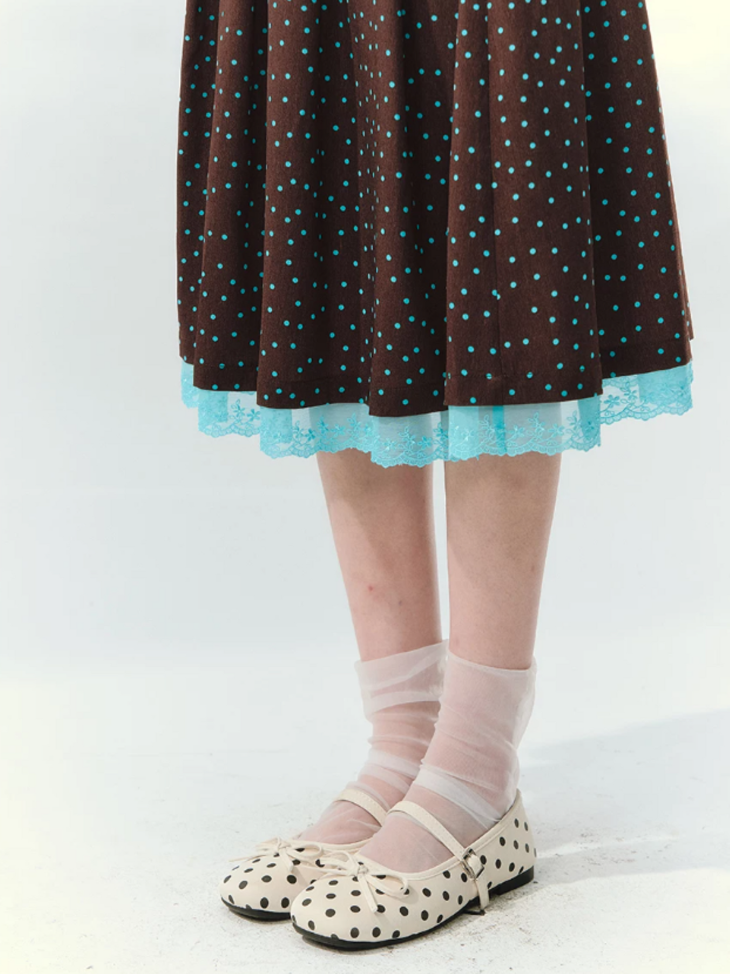 “Sea Salt Letters” Plaid Lace Layered Skirt Set  LL2026168