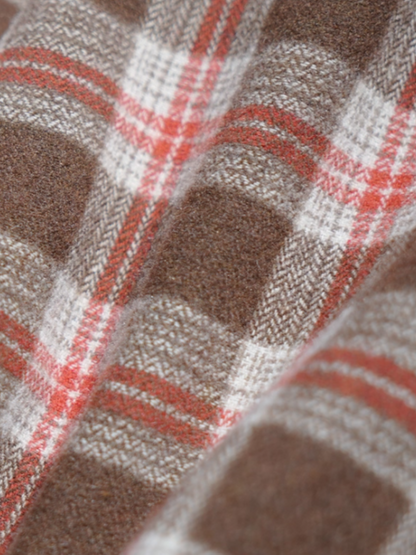 OAKMOO - Wool Textured Plaid Hooded Short Jacket – Coffee Quartz Brown 25Q423