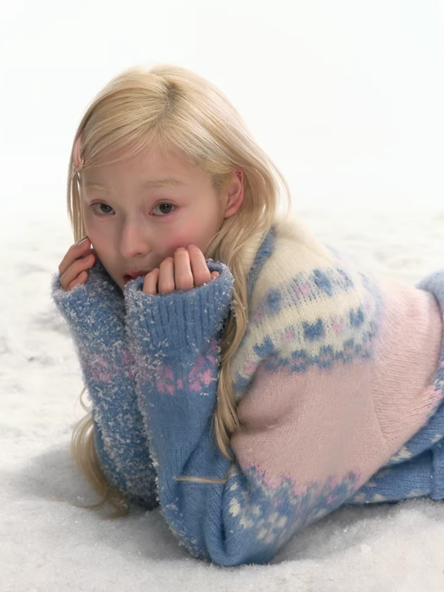 "Winter Pasture" Blue Puppy Fair Isle Knit Sweater LL2025222
