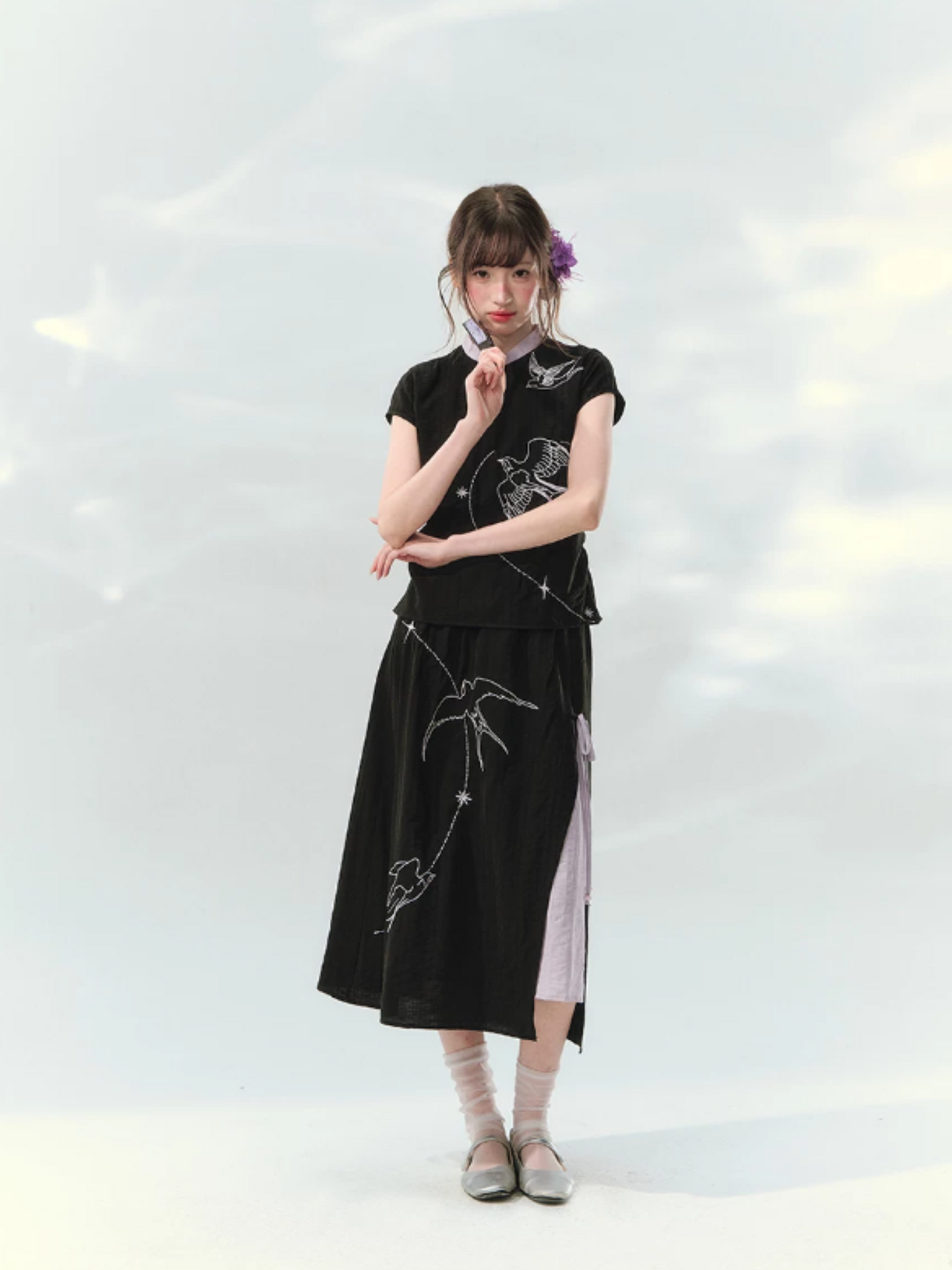 “Swallow Star Path” Modern Chinese Embroidered Skirt Set GZ2026167