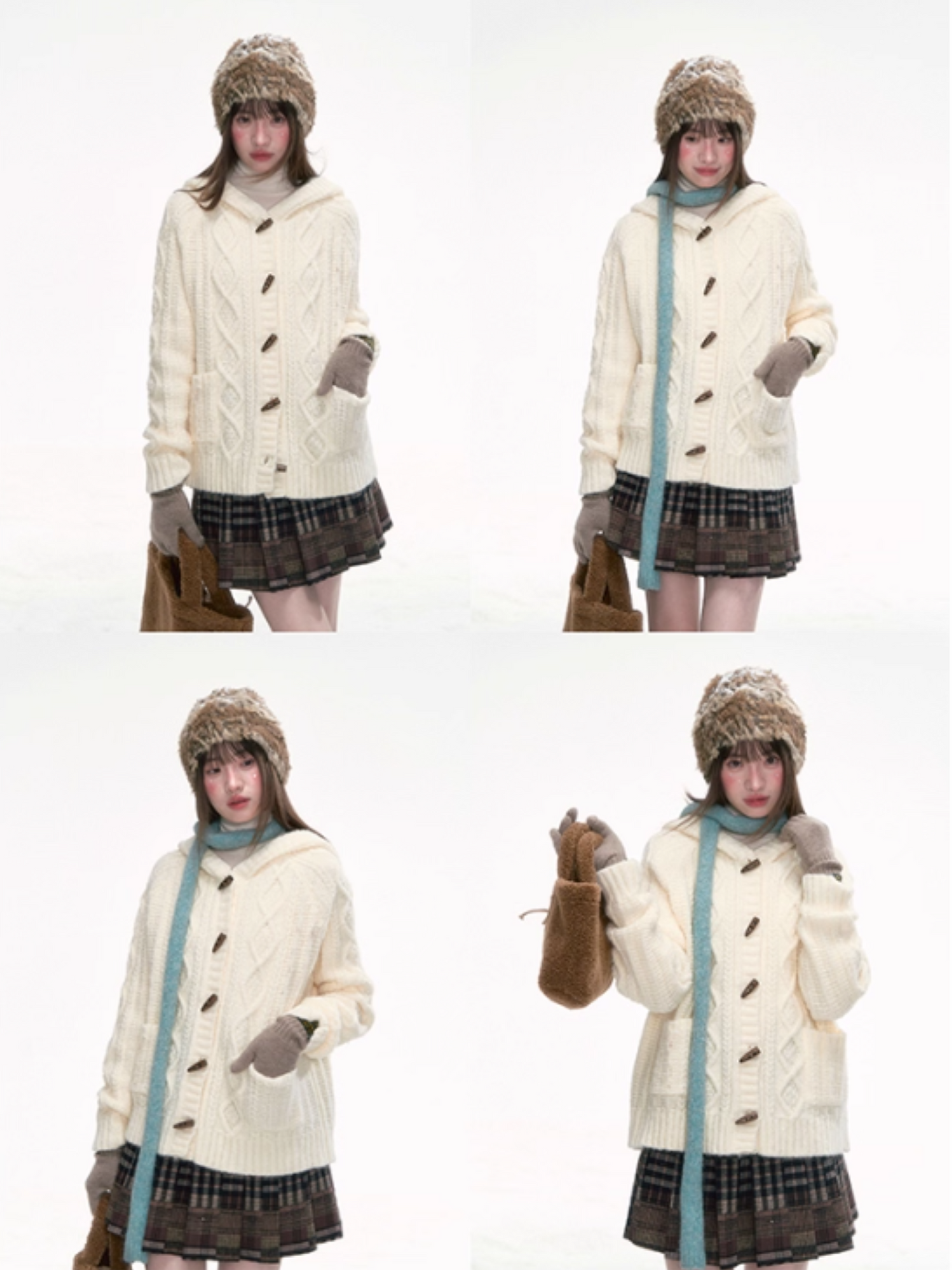 “Caramel Clouds” Hooded Cable Knit Cardigan LL2025280