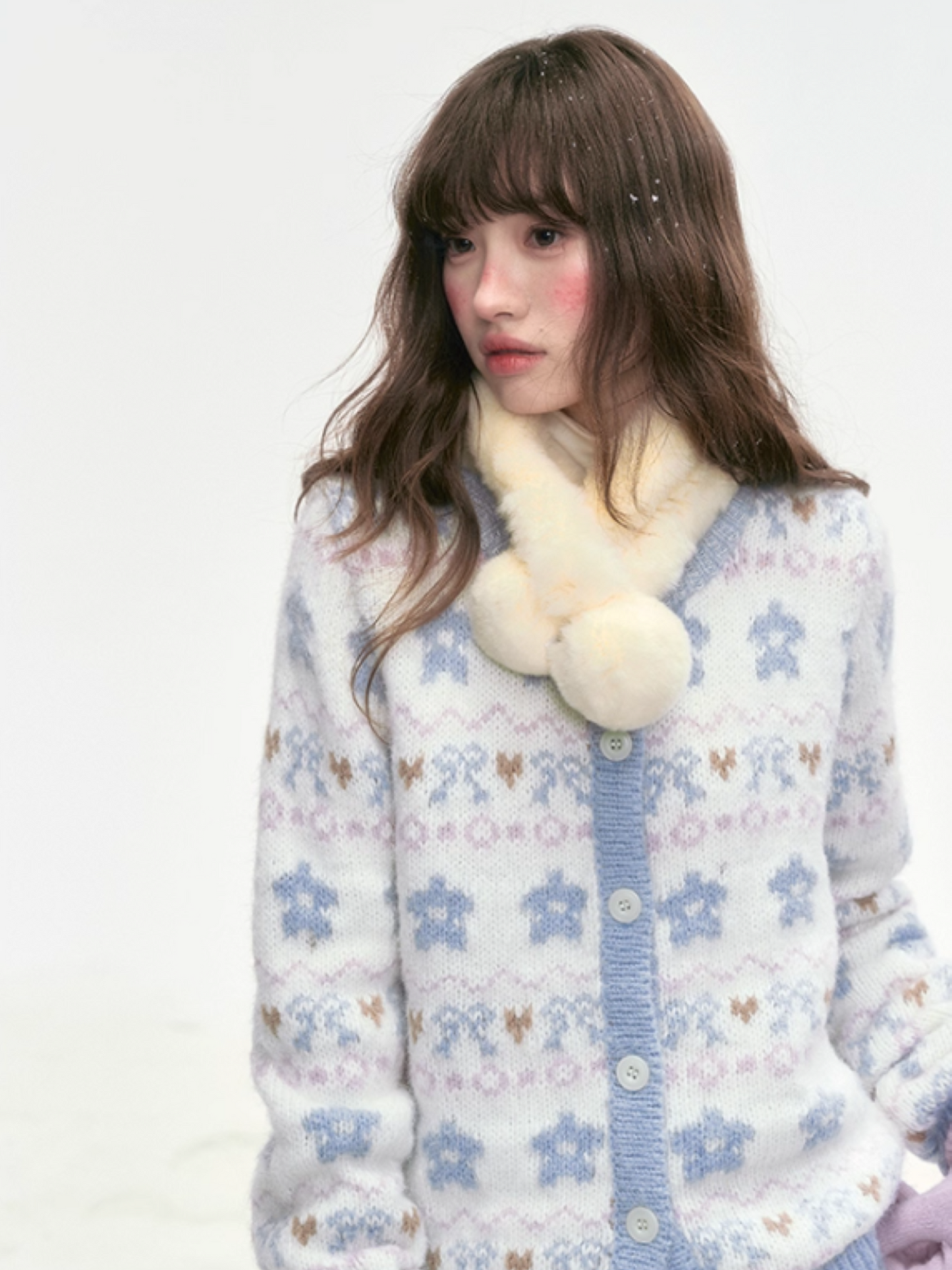 "Indigo Bloom" Retro Knit Cardigan LL2025306