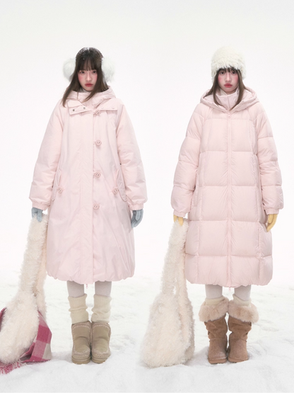 “Winter Variations” Cloud Puff Pink Reversible Long Down Coat LL2025294