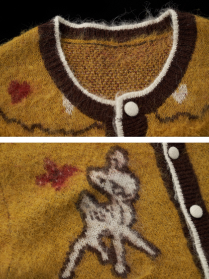 MAMC - Cute Bow Deer Knit Cardigan (Yellow)