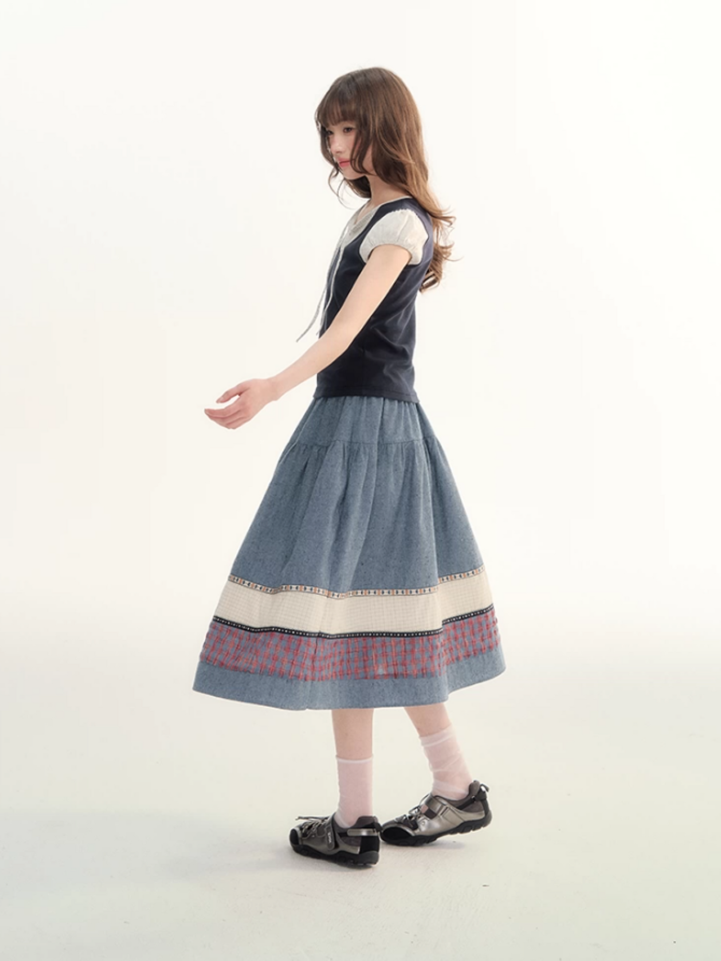 Contrast Trim Puff Sleeve Knit Top LL2026071